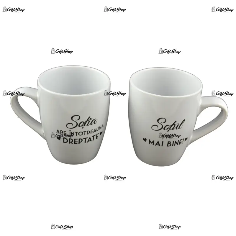 Set 2 cani wedding din ceramica 300 ml – „sotia/sotul”